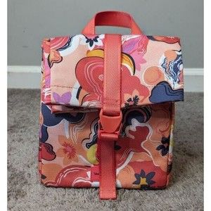 Vera Bradley Insulated Lunch Sack Bag In Coral/Navy Floral